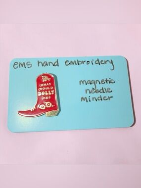 Red Cowboy Boot Magnetic Needle Minder - Hand Embroidery Accessory